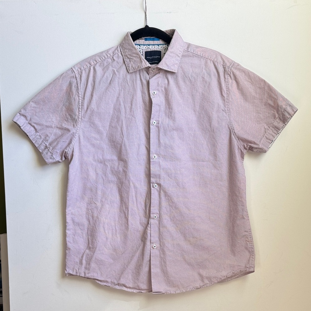 Denim & Flower Men’s Shirt with Red and White Pattern | Large